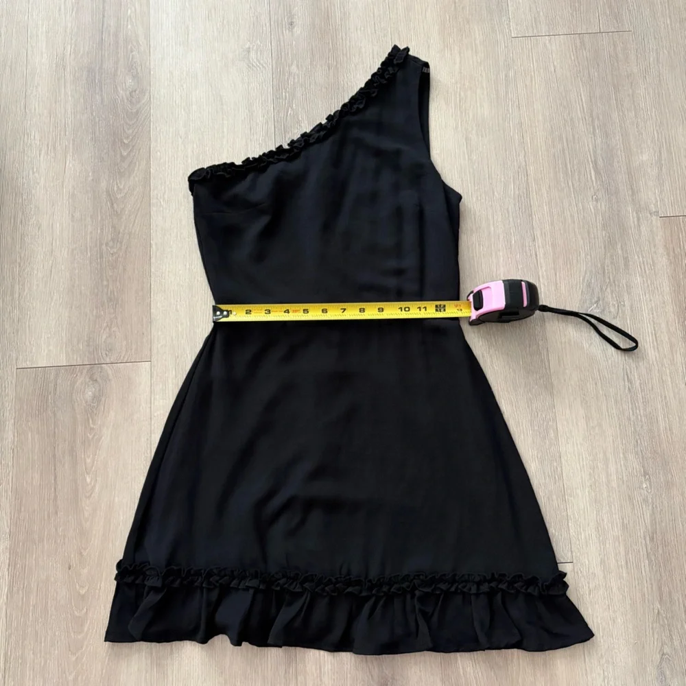 Trixxi Womens Dress Small Black Ruffles One Shoulder Midi Length Minimalist - Picture 6 of 10